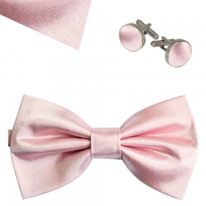 .Set papion, butoni camasa, batista roz pal, butterfly